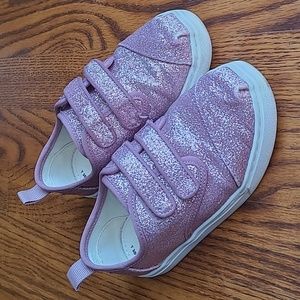 Toms Pink Sparkle Velcro Girls Shoe